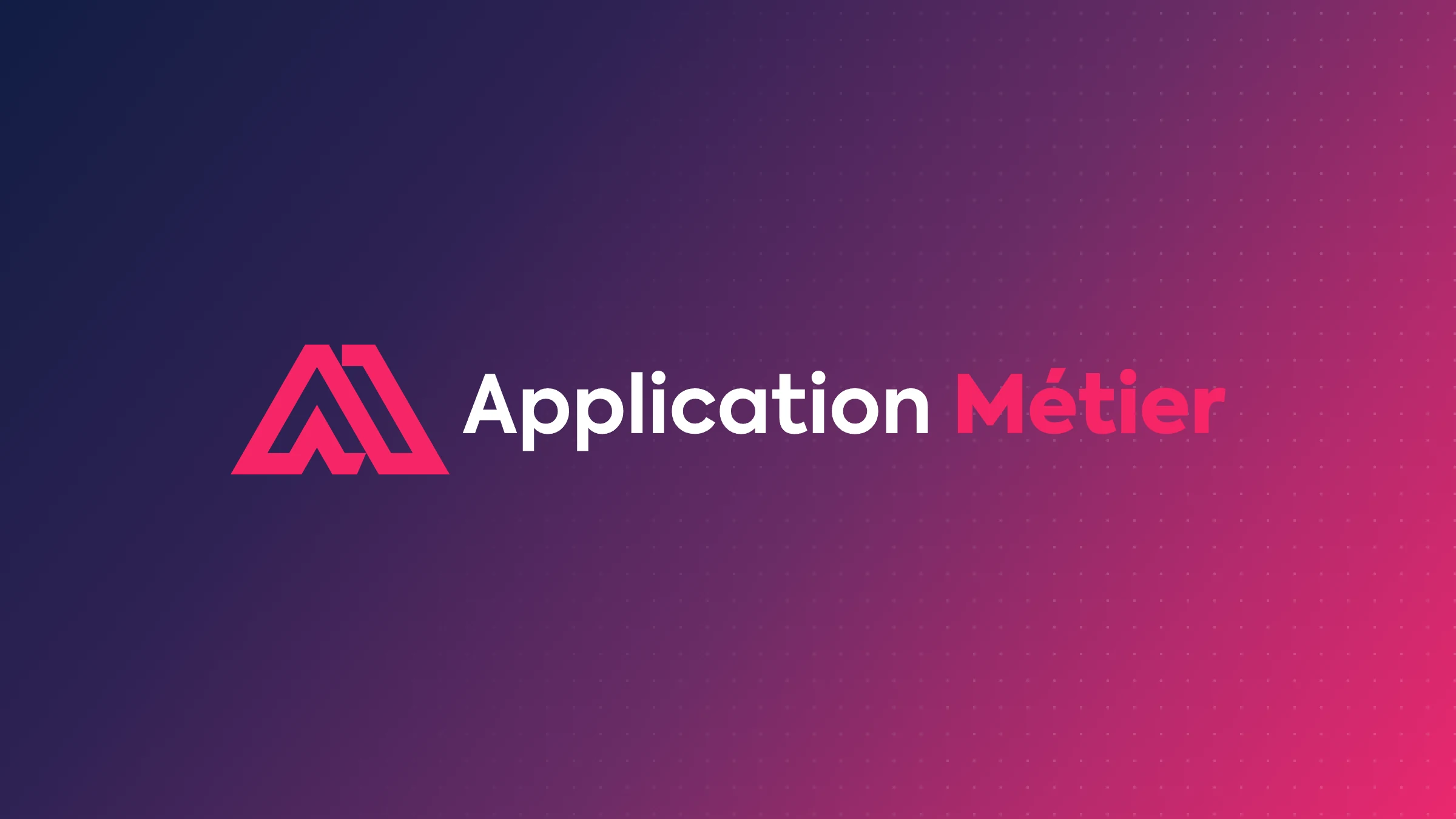 Le logo Application Métier : le symbole rose et le nom, sur le dégradé de la charte