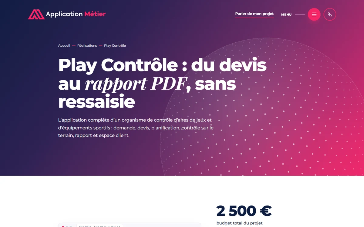 La réalisation Play Contrôle : du devis au rapport PDF
