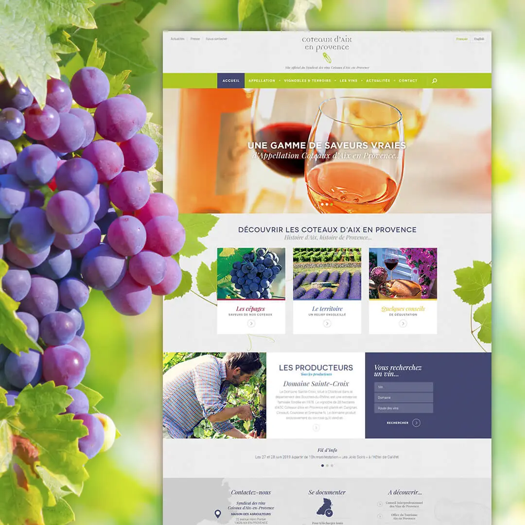 Cr&eacute;ation de site internet Syndicat des vins des Coteaux d'Aix-en-Provence