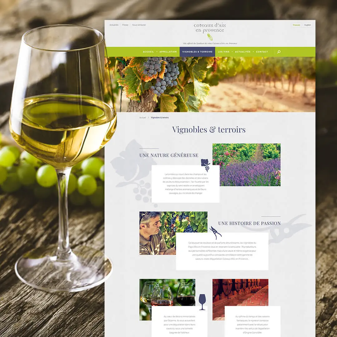 Cr&eacute;ation de site internet Syndicat des vins des Coteaux d'Aix-en-Provence
