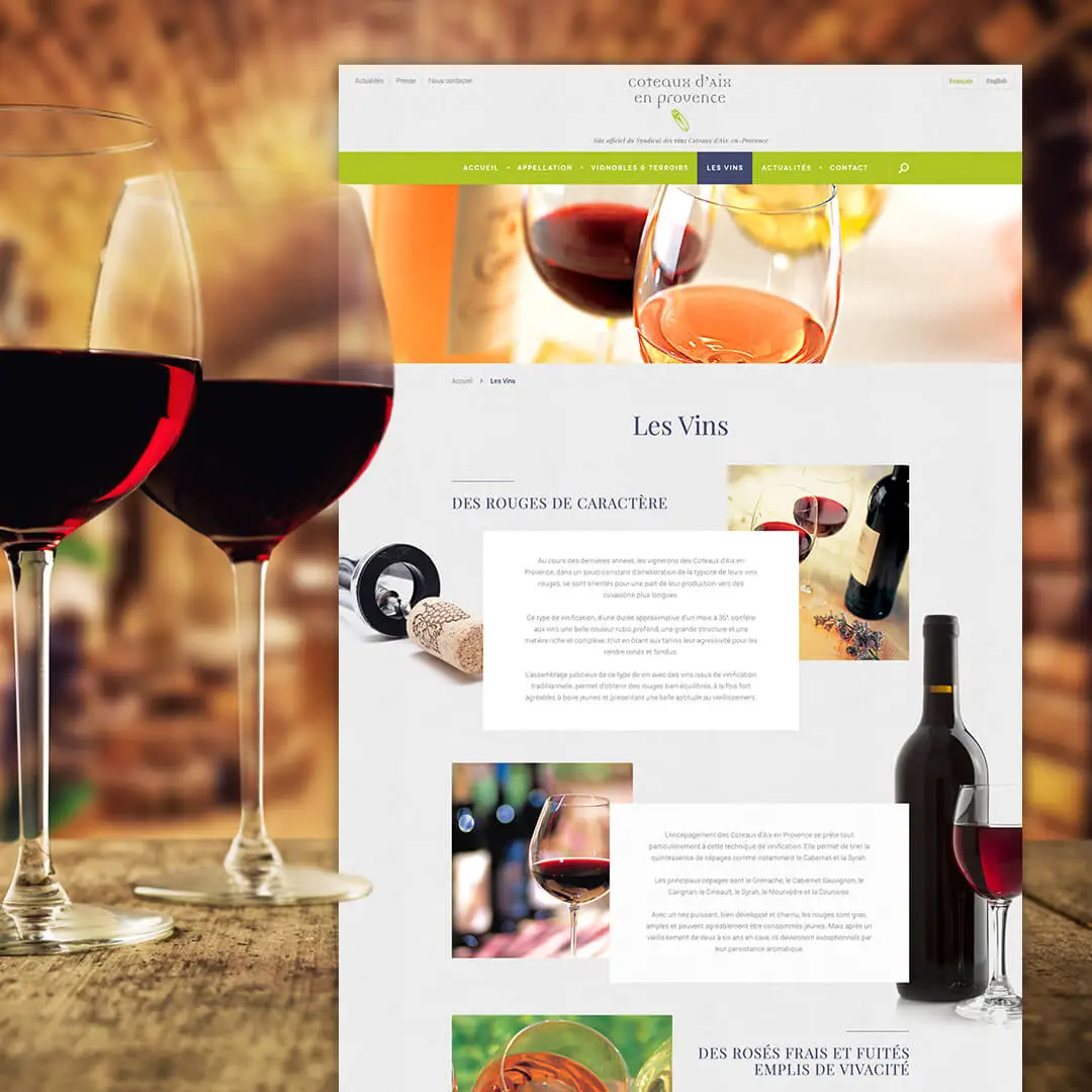 Cr&eacute;ation de site internet Syndicat des vins des Coteaux d'Aix-en-Provence